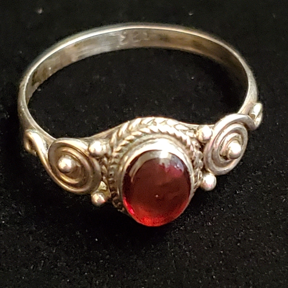 Sterling silver garnet ring